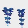 BLUE BOWS PAVE BOW LINEAR EARRINGS BLUE - JEWELRY - Betsey Johnson