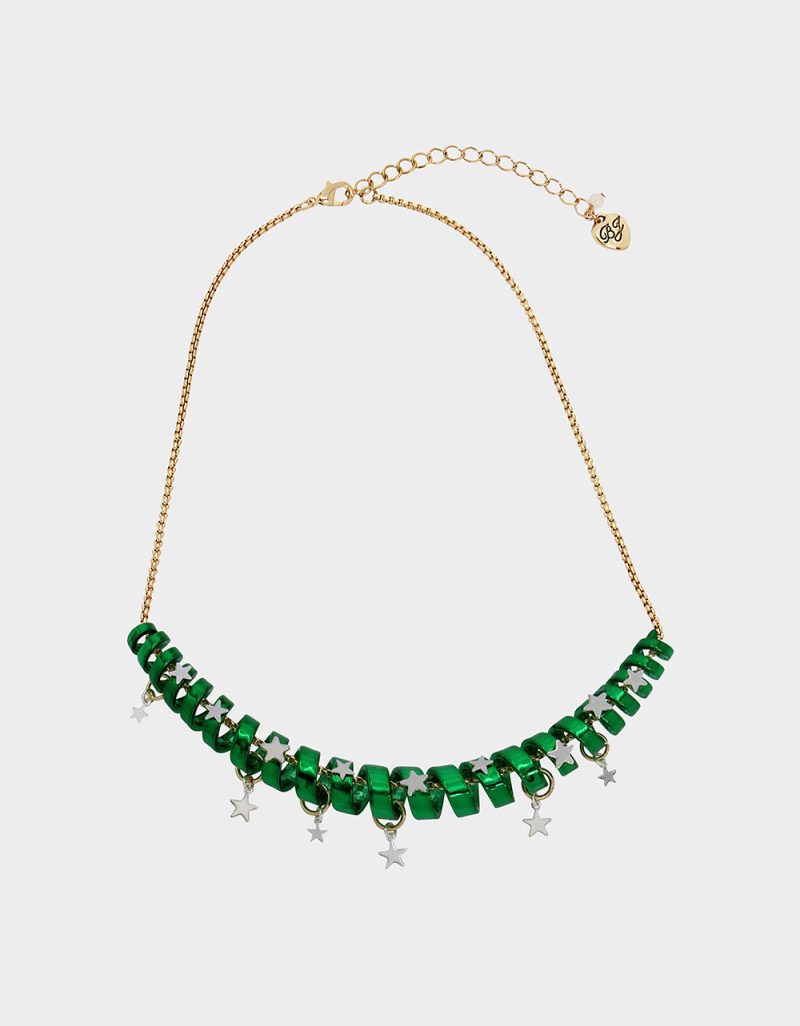 BETSEYS HOLIDAY COIL NECKLACE GREEN - JEWELRY - Betsey Johnson