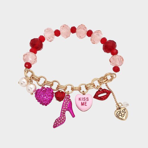 THINK PINK STRETCH CHARM BRACELET PINK - JEWELRY - Betsey Johnson