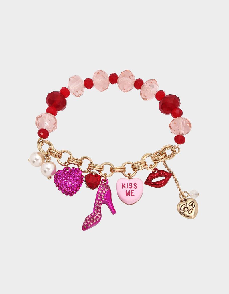 THINK PINK STRETCH CHARM BRACELET PINK - JEWELRY - Betsey Johnson