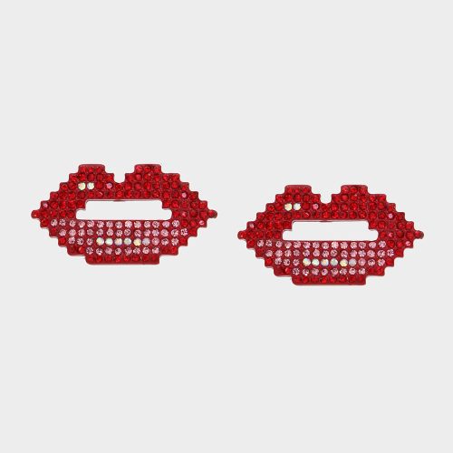 THINK PINK LIP STUDS RED - JEWELRY - Betsey Johnson