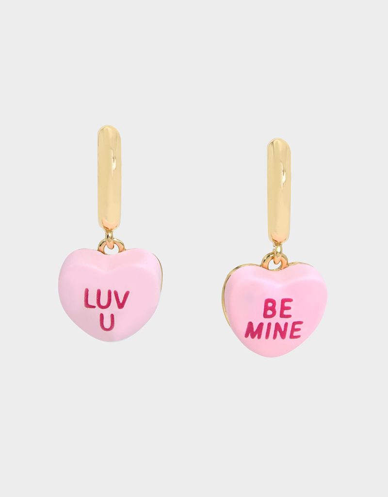 THINK PINK SWEETHEART HUGGIE EARRINGS PINK - JEWELRY - Betsey Johnson