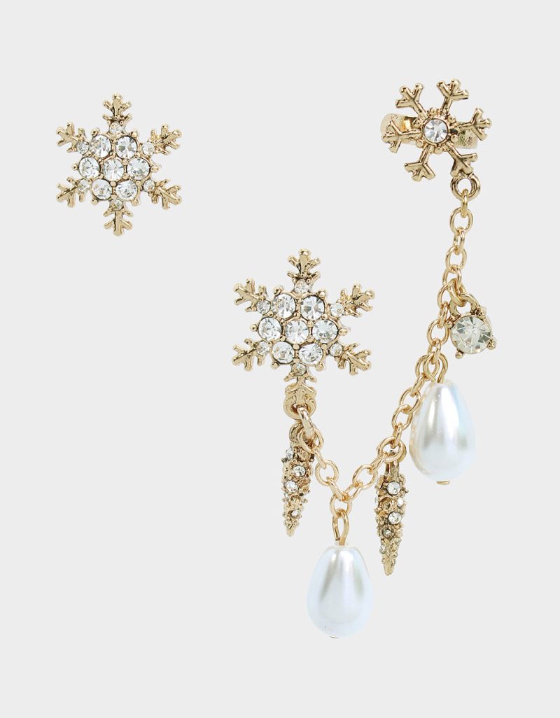 SNOW SPECIAL SNOWFLAKE CRAWLER MISMATCH EARRINGS CRYSTAL - JEWELRY - Betsey Johnson