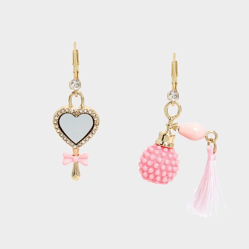 SWEETHEART SWOON PERFUME MISMATCH LEVER BACK EARRINGS PINK - JEWELRY - Betsey Johnson