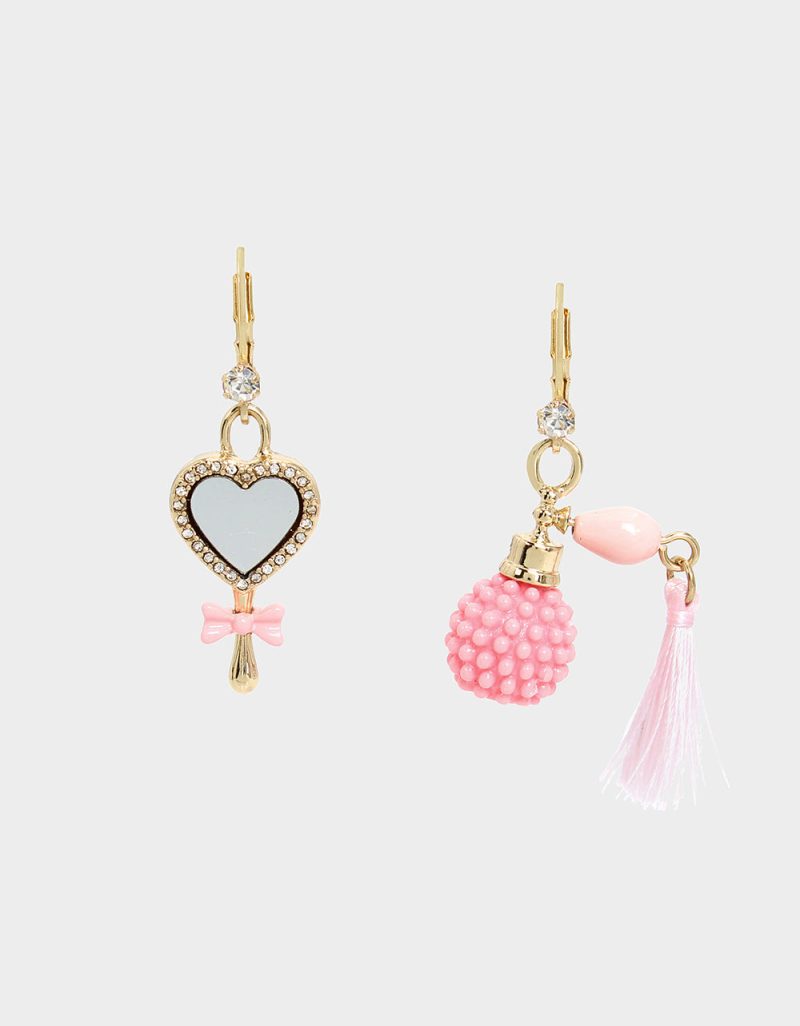 SWEETHEART SWOON PERFUME MISMATCH LEVER BACK EARRINGS PINK - JEWELRY - Betsey Johnson