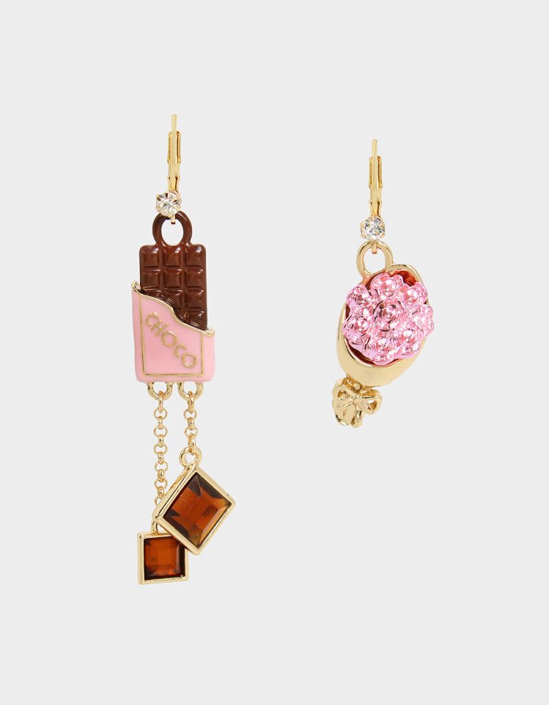 SWEETHEART SWOON CHOCOLATE ROSE MISMATCH EARRINGS PINK - JEWELRY - Betsey Johnson