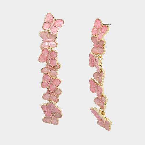 SWEETHEART SWOON BUTTERFLY LINEAR EARRINGS PINK - JEWELRY - Betsey Johnson