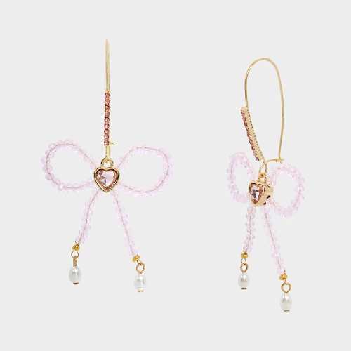 SWEETHEART SWOON BOW SHEPHERD HOOK EARRINGS PINK - JEWELRY - Betsey Johnson