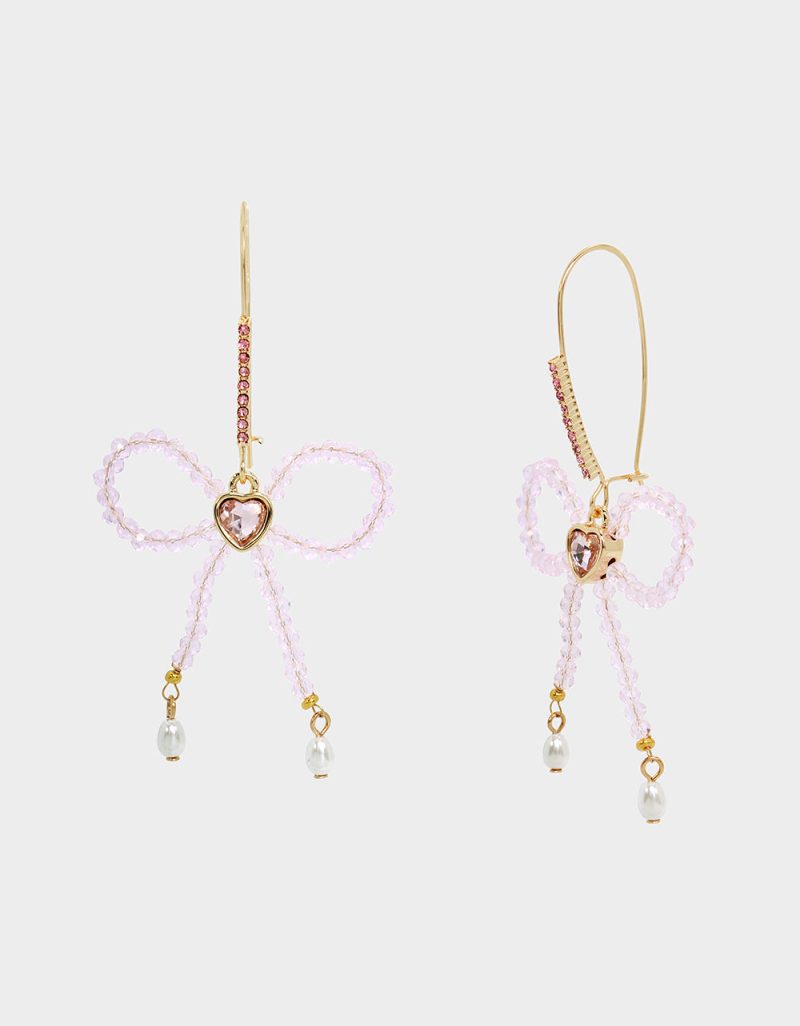 SWEETHEART SWOON BOW SHEPHERD HOOK EARRINGS PINK - JEWELRY - Betsey Johnson