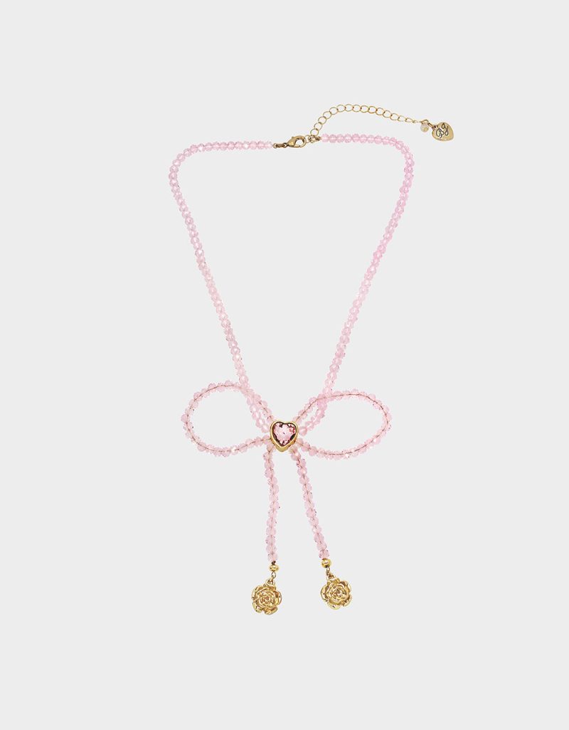 SWEETHEART SWOON BOW PENDANT PINK - JEWELRY - Betsey Johnson