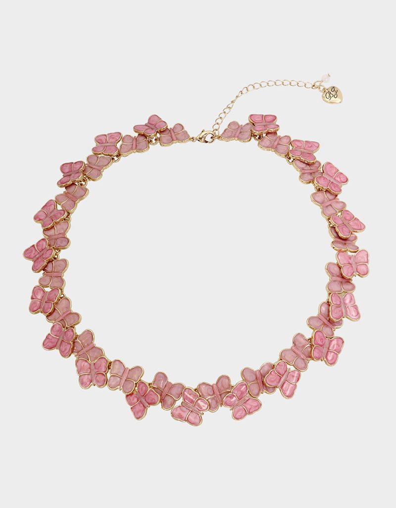 SWEETHEART SWOON BUTTERFLY COLLAR PINK - JEWELRY - Betsey Johnson