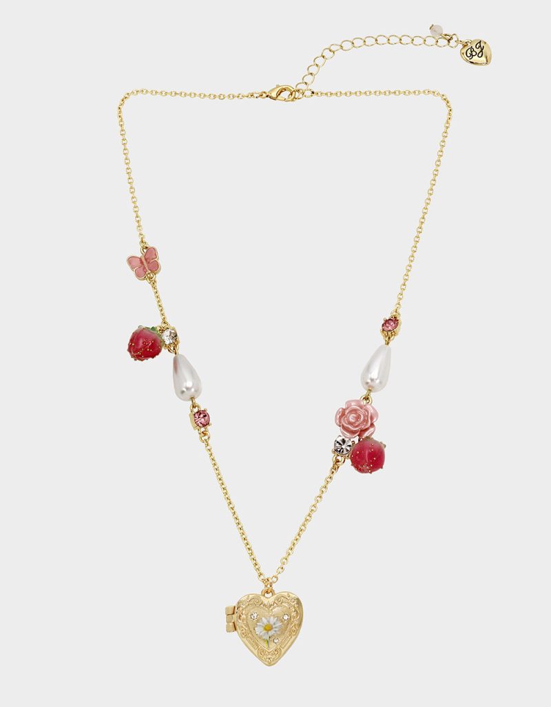 SWEETHEART SWOON HEART PENDANT PINK - JEWELRY - Betsey Johnson