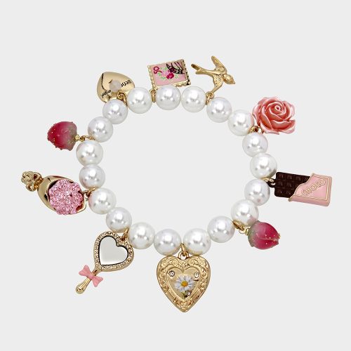 SWEETHEART SWOON SWEETHEART CHARM STRETCH BRACELET PINK - JEWELRY - Betsey Johnson