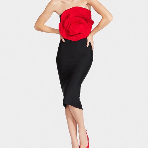 FLAWLESS FLOWER BODYCON DRESS BLACK - APPAREL - Betsey Johnson