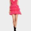 BETSEYS TIERED TULLE DRESS HOT PINK - APPAREL - Betsey Johnson