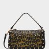 TOP ZIP RHINESTONE SHOULDER BAG LEOPARD - HANDBAGS - Betsey Johnson