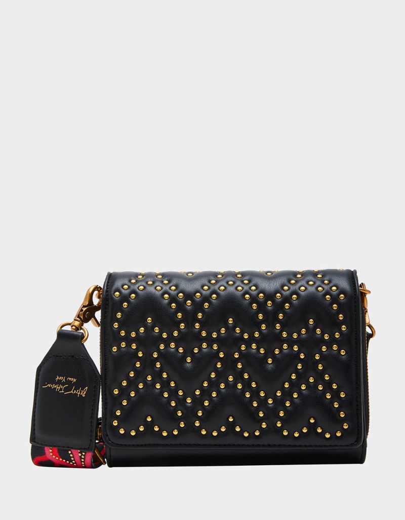 WHAT A STUD WALLET ON CHAIN BLACK - HANDBAGS - Betsey Johnson