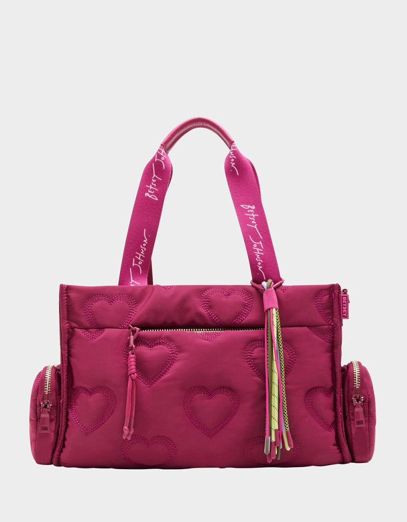 BUNGEE NYLON SATCHEL PINK - HANDBAGS - Betsey Johnson