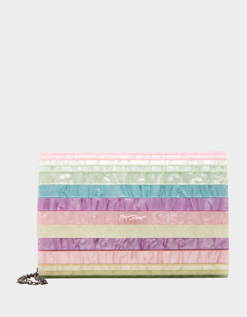 STRIP STRIP HOORAY CLUTCH PASTEL - HANDBAGS - Betsey Johnson