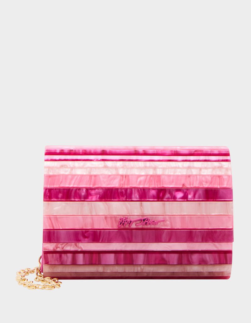 STRIP STRIP HOORAY MICRO CLUTCH PINK - HANDBAGS - Betsey Johnson