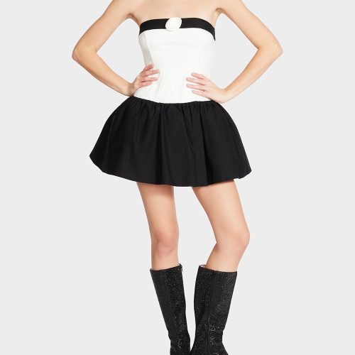 ADORIA ROSE MINI DRESS WHITE BLACK - APPAREL - Betsey Johnson