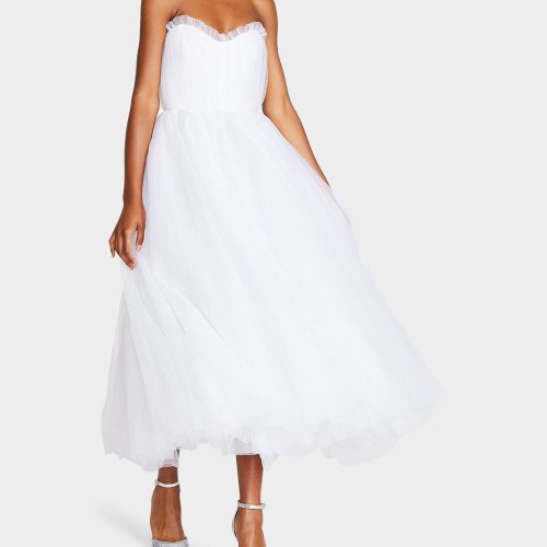 BRIDE VIBES TULLE DRESS WHITE - APPAREL - Betsey Johnson