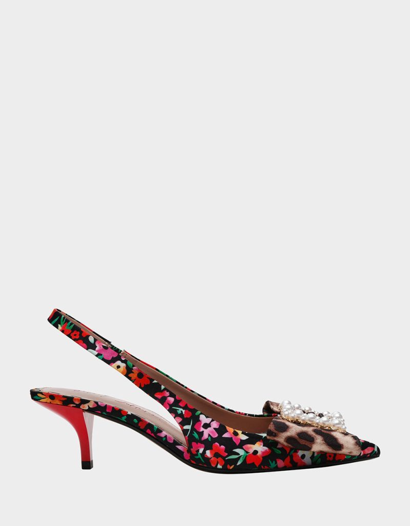 BETSEY JOHNSON SHOES BIRDY BLACK DITSY FLORA BDL SIDE