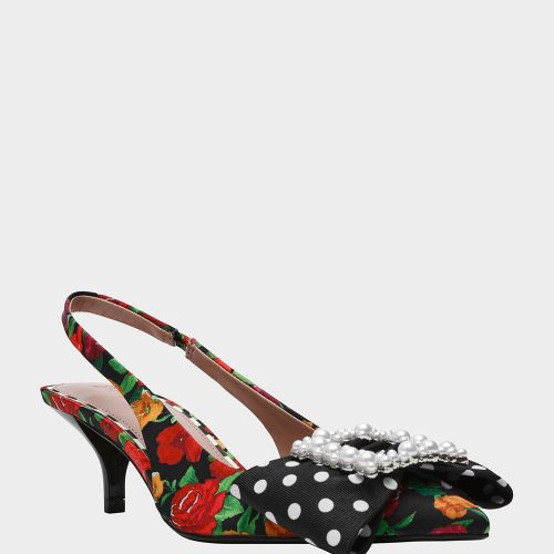 BETSEY JOHNSON SHOES BIRDY BLACK ROSE MULTI