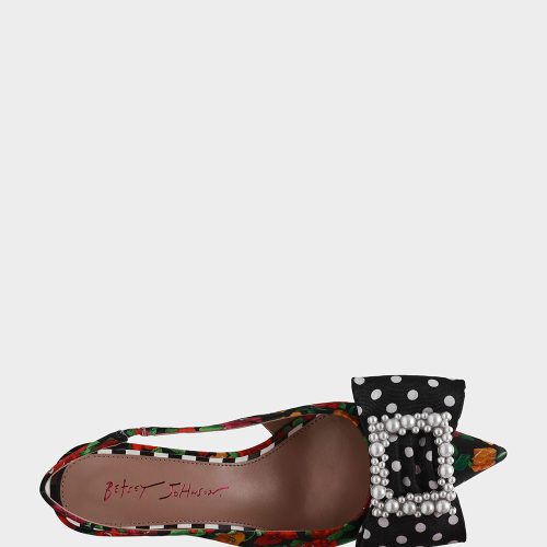 BETSEY JOHNSON SHOES BIRDY BLACK ROSE MULTI TOP