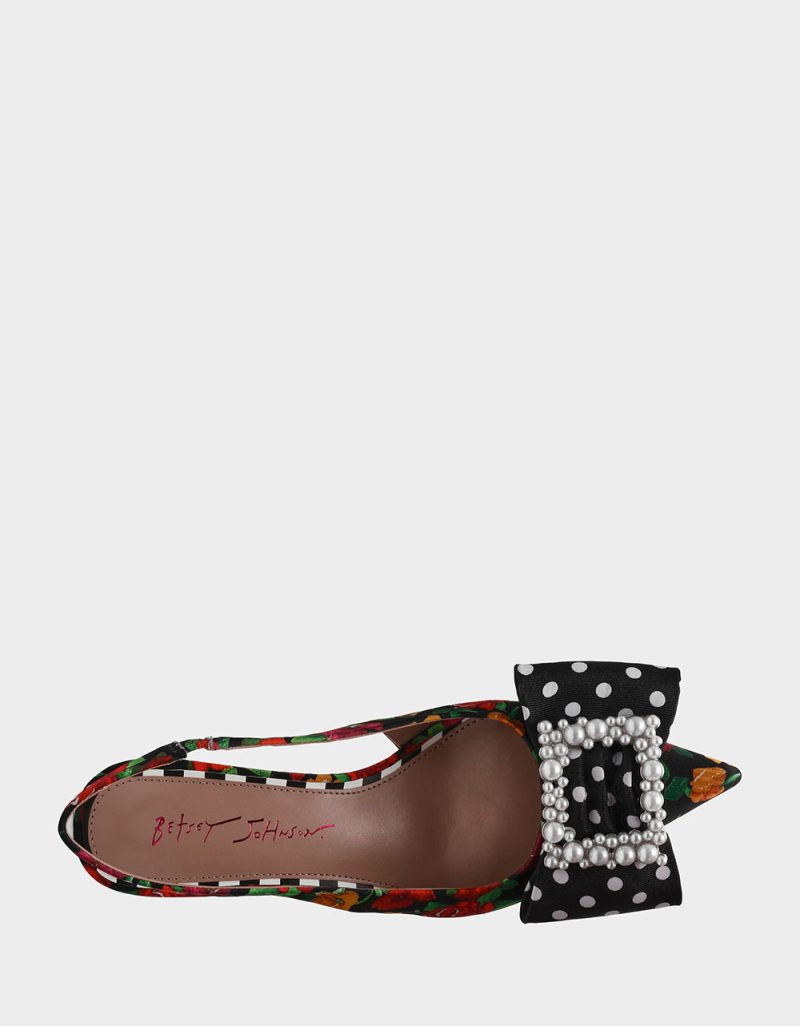 BETSEY JOHNSON SHOES BIRDY BLACK ROSE MULTI TOP