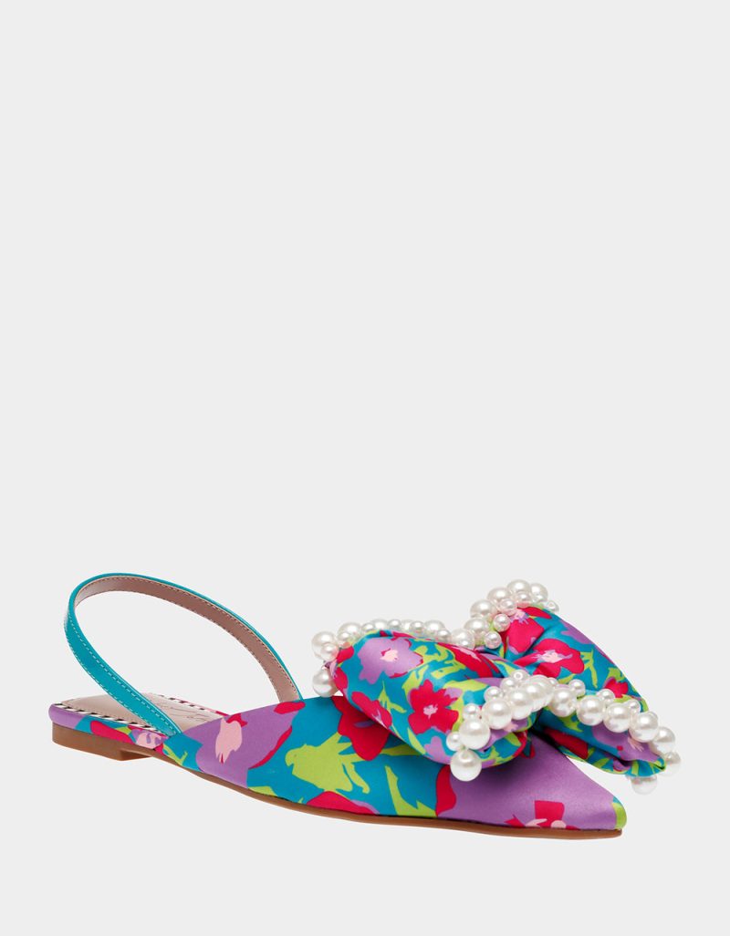 BETSEY JOHNSON SHOES CAMILO TEAL FLOWER