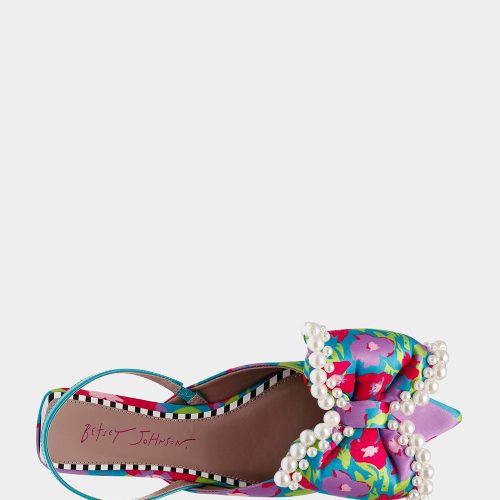 BETSEY JOHNSON SHOES CAMILO TEAL FLOWER TOP