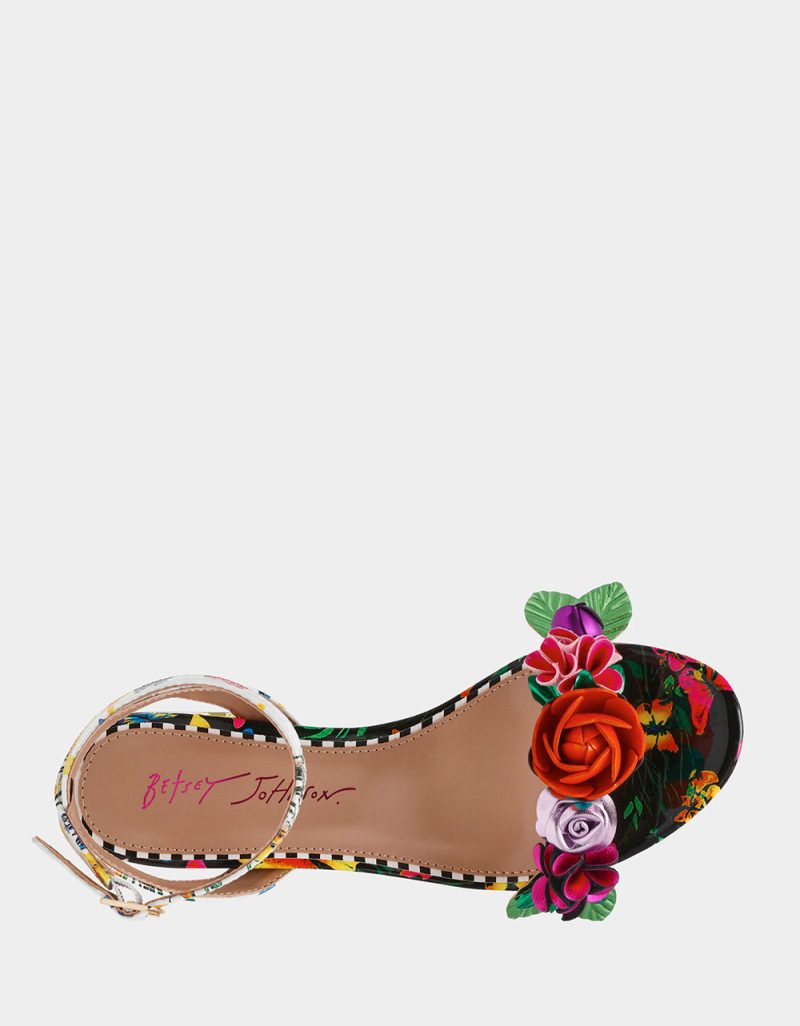 BETSEY JOHNSON SHOES DARCEE BLACK MULTI TOP