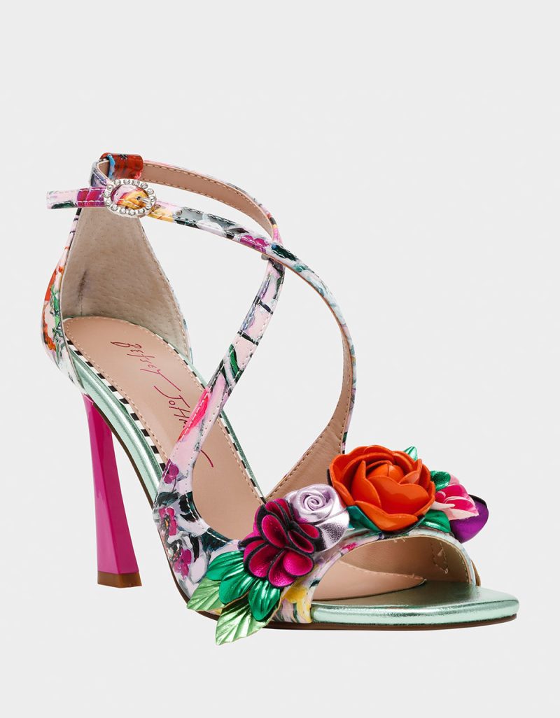 BETSEY JOHNSON SHOES MIKAH PALE PINK FLORAL