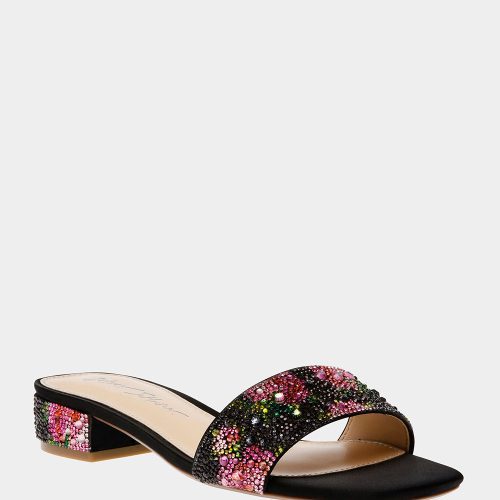 BETSEY JOHNSON SHOES SB SUNNY BLACK PINK FLORAL