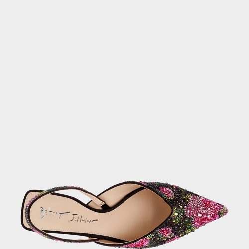 BETSEY JOHNSON SHOES SB VANCE BLACK PINK FLORAL TOP