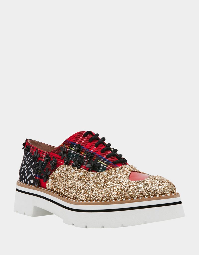 BETSEY JOHNSON SHOES SKYYLA RED PLAID MULTI