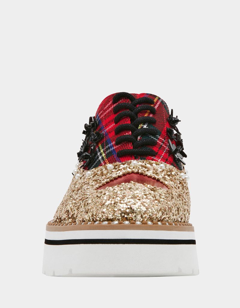 BETSEY JOHNSON SHOES SKYYLA RED PLAID MULTI FRONT