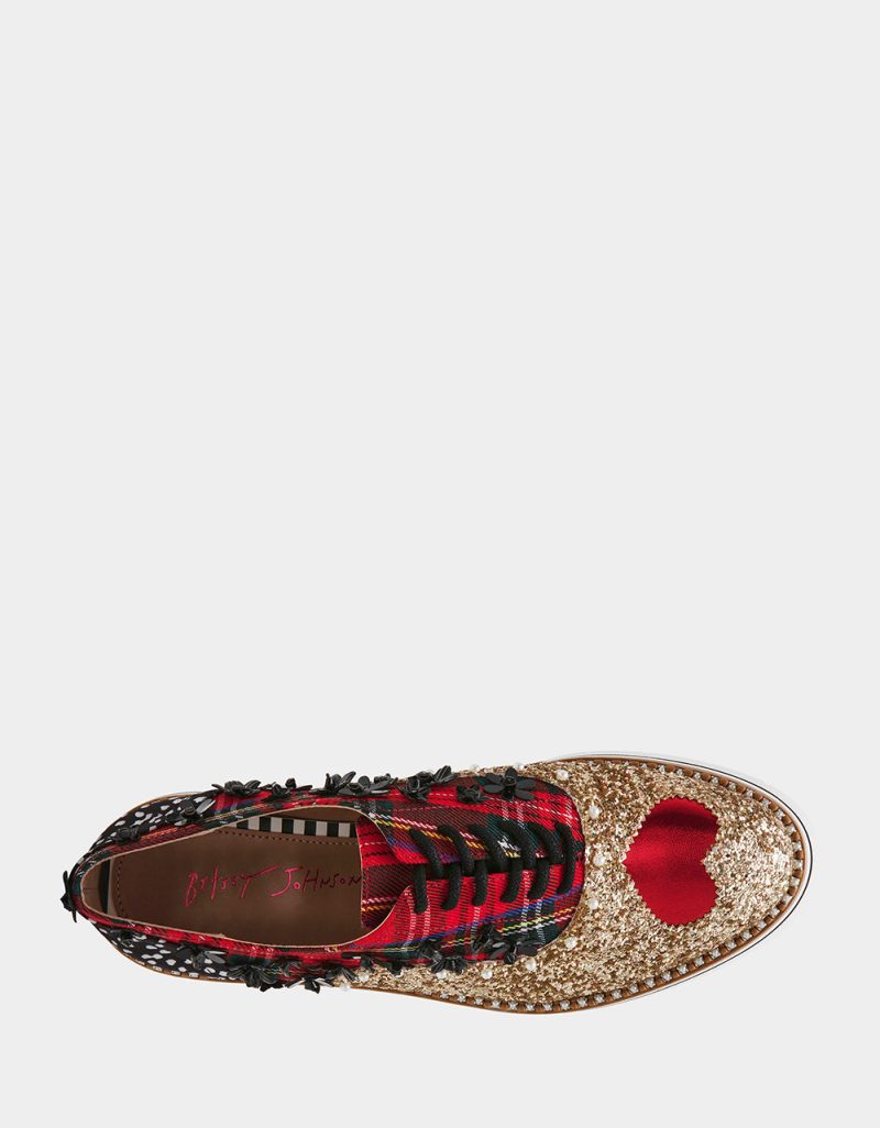 BETSEY JOHNSON SHOES SKYYLA RED PLAID MULTI TOP