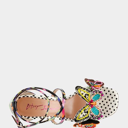 BETSEY JOHNSON SHOES TRUDIE BLACK BUTTERFLY TOP