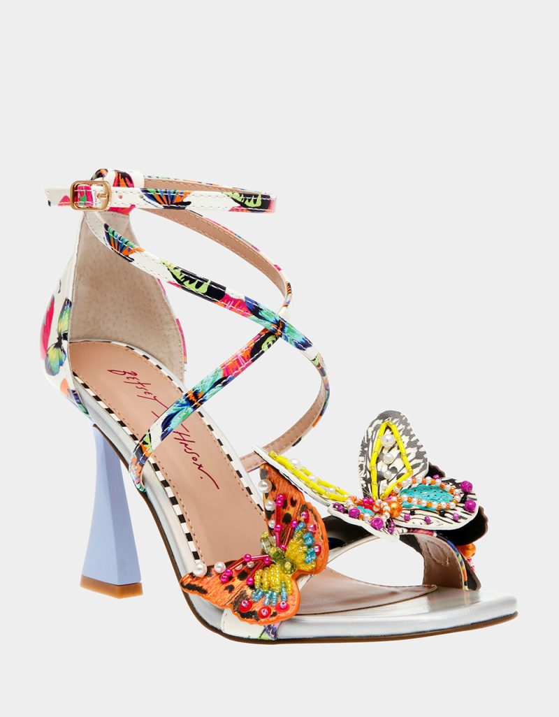 BETSEY JOHNSON SHOES TRUDIE WHITE BUTTERFLY