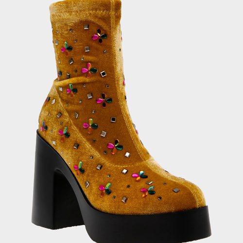 BETSEYJOHNSON BOOTIES LD04520 MARIGOLD VELVET