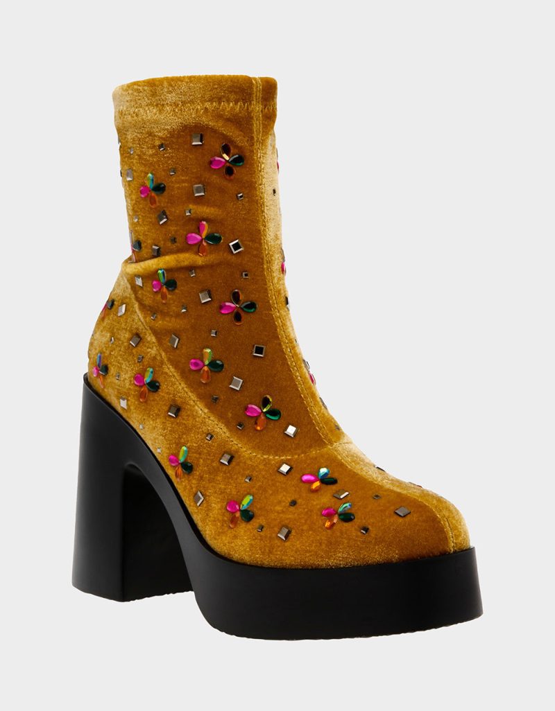 BETSEYJOHNSON BOOTIES LD04520 MARIGOLD VELVET