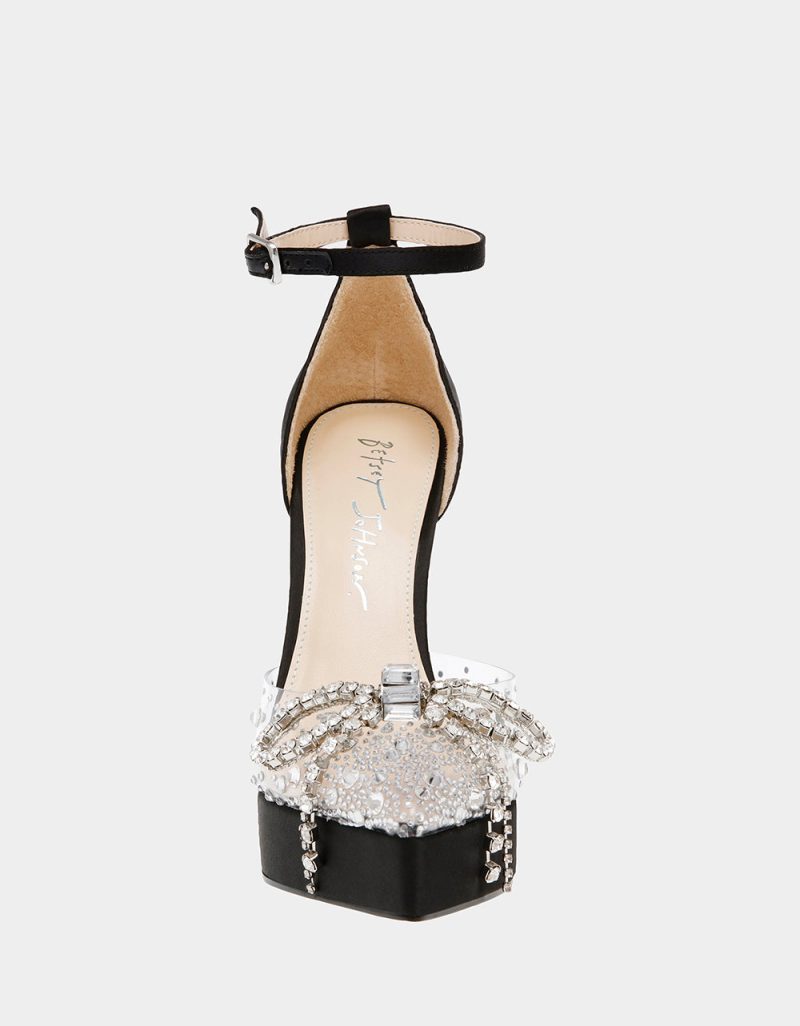 BETSEYJOHNSON SANDALS SB CHERBLACKSATIN FRONT