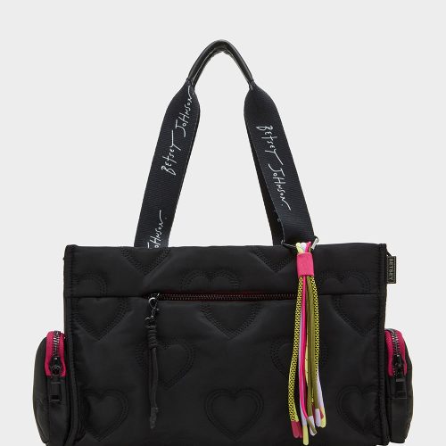 BUNGEE NYLON SATCHEL BLACK - HANDBAGS - Betsey Johnson